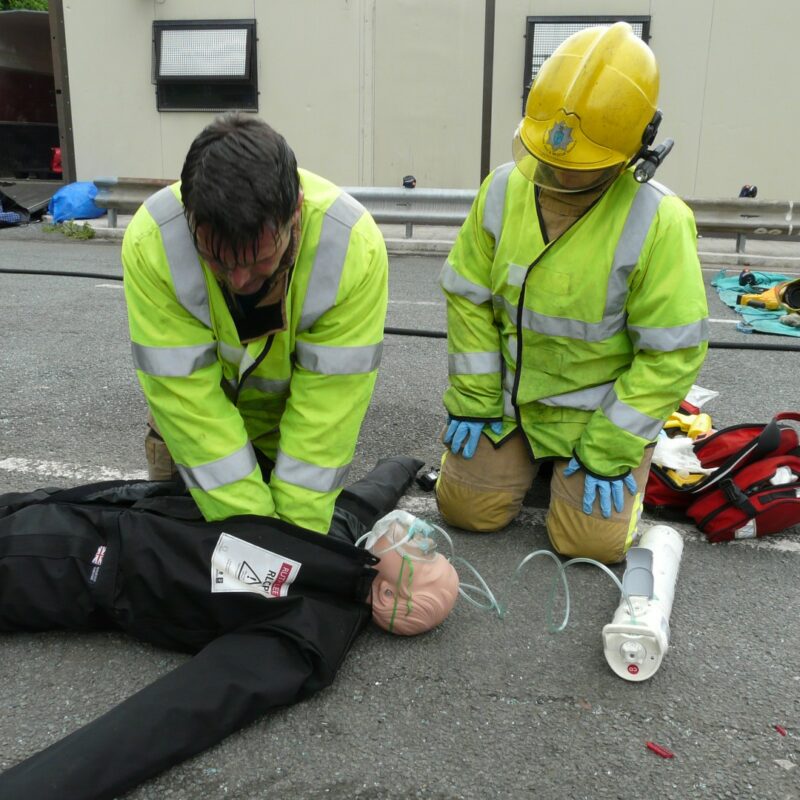 Mannequin réanimation sur chantier
